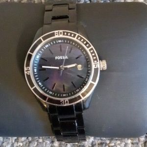 Fossil black acrylic stella purple iridescent face